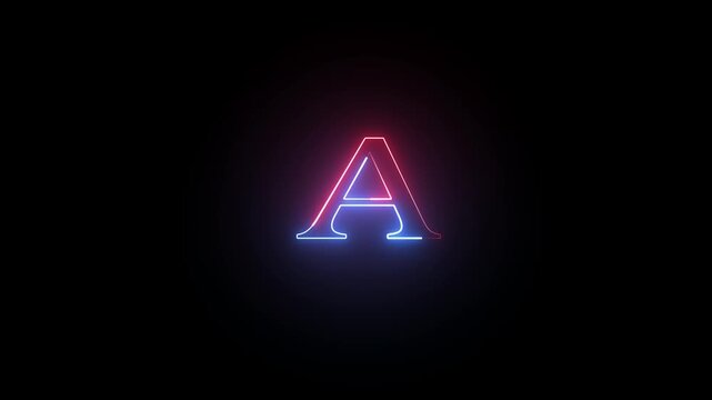 Capital letter a neon glowing sign on black background a stylish featuring red and blue light outlines against dark