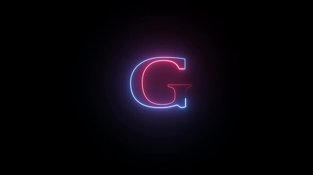 Neon glowing letter g with red and blue light effect on black background the g is illuminated with a glow split into and colors against