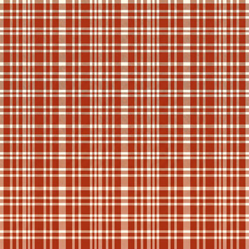 Seamless terracotta orange and white checkered plaid pattern for textile and background design