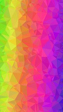 Vibrant rainbow low poly vertical background with colorful geometric triangles in green yellow orange pink and purple hues perfect for mobile screens.