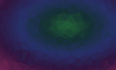 Obraz premium Dark moody low poly background with deep purple and green tones creates an atmospheric mysterious texture for technology and gaming web design assets.