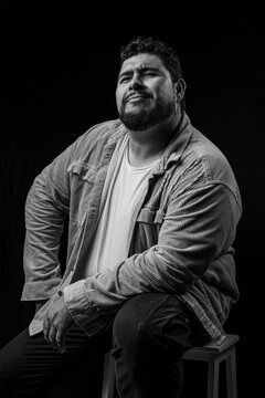 Mature adult with beard creating thoughtful expression