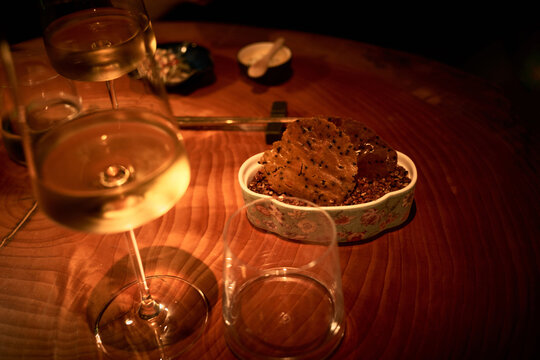 Dining Experience With Food and Drink in a Cozy Setting