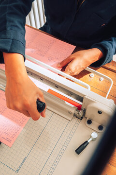 Paper knife in printing studio