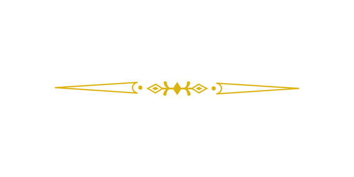 Golden decorative divider with geometric patterns isolated on transparent background