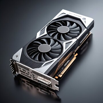 A high-end graphics card with cooling shroud, computing graphics card technology, clean minimal