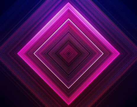 abstract geometric pattern of diagonal purple and pink gradient lines forming a diamond shape isolated background