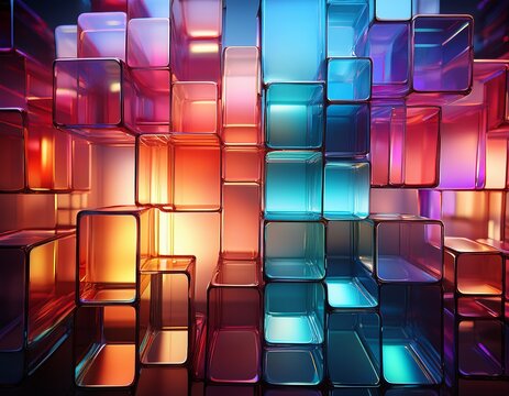 abstract glass squares with gradient lighting and soft shadows