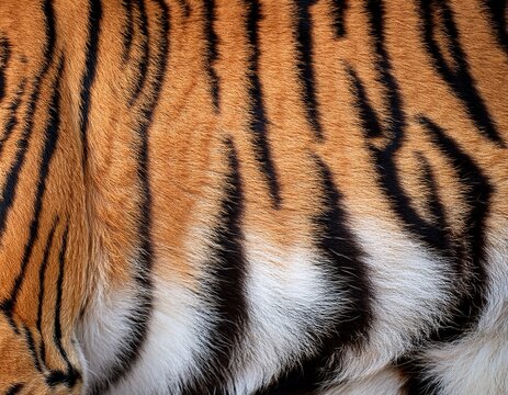 close up of tiger fur with stripes and texture