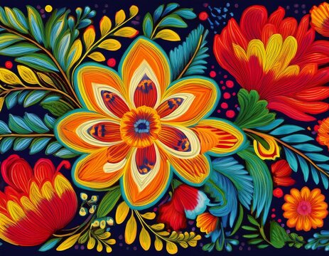 hispanic textile flowers pattern colorful textile