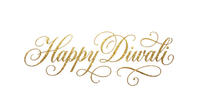 Elegant gold cursive lettering of happy diwali text for festival greeting card design