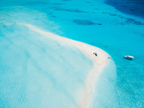 Landscape seascape aerial view over atoll sandbank island