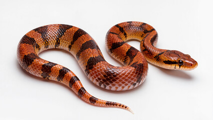 Obraz premium Brazilian Rainbow Boa Isolated on Seamless White Studio Background