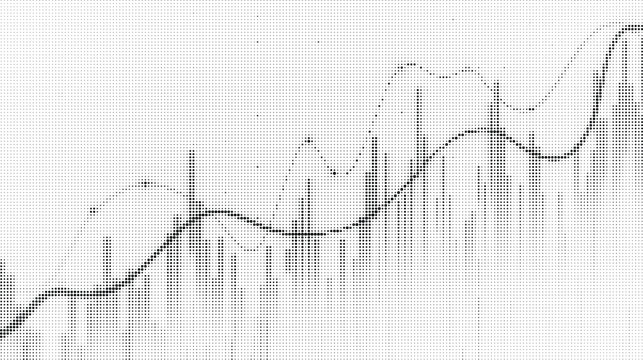Abstract financial halftone stock market chart showing growth trends and data analysis