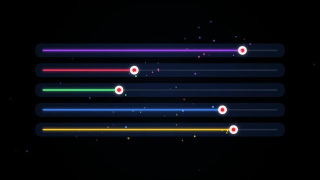 Neon Glowing Equalizer Slider Bars and Particles Motion Loop