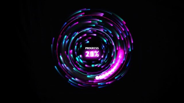 Futuristic Circular Progress Bar HUD with Percentage Counter Loop