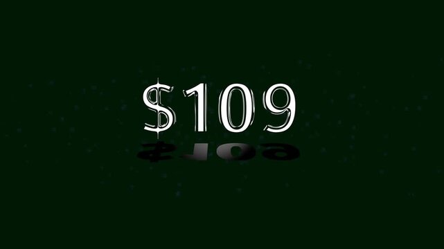 109 dollar number illustration. on a black background. and creating a stunning 4k illustration.