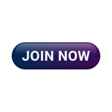 Glossy Join Now web button with blue and purple gradient isolated on black background for ui ux interface