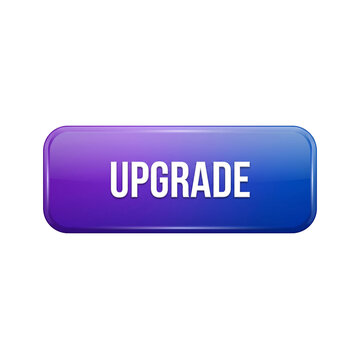 Upgrade glossy web button with purple and blue gradient isolated on black background for ui ux interface