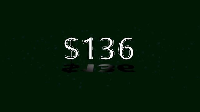 136 dollar number illustration. on a black background. and creating a stunning 4k illustration.