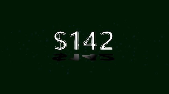 142 dollar number illustration. on a black background. and creating a stunning 4k illustration.