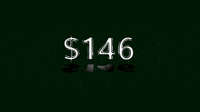 146 dollar number illustration. on a black background. and creating a stunning 4k illustration.