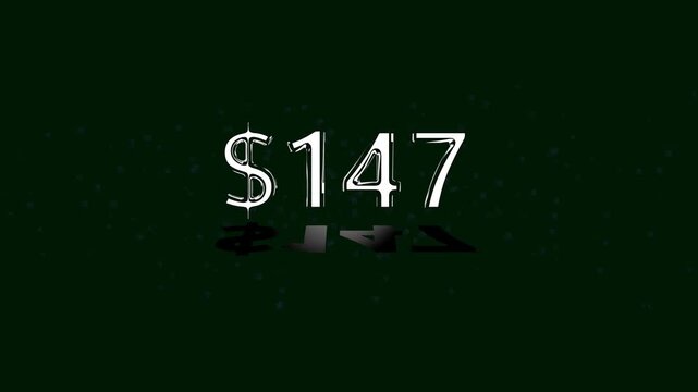147 dollar number illustration. on a black background. and creating a stunning 4k illustration.