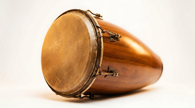 Conga Drum Isolated on White Background, Musical Instrument, Percussion, Rhythmic Design, Studio Shot. with Wood