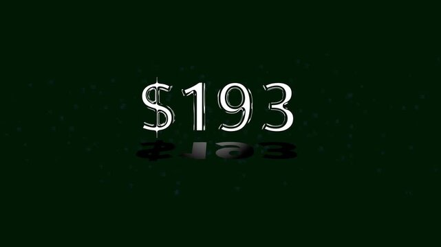 193 dollar number illustration. on a black background. and creating a stunning 4k illustration.