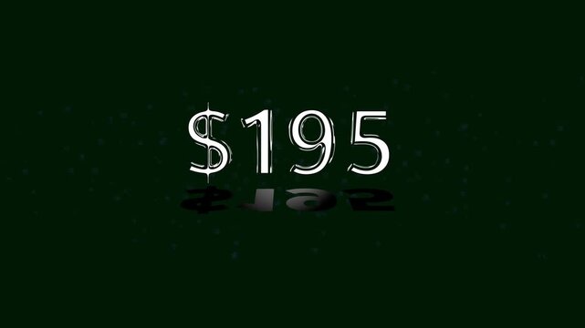 195 dollar number illustration. on a black background. and creating a stunning 4k illustration.