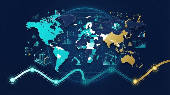 The map presents a visual representation of BIM technology and its adoption timeline across countries. Various construction icons illustrate activity.
