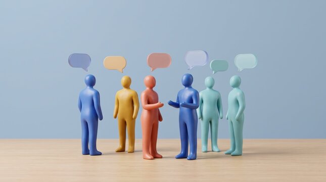 colorful people discussing and communicating in a group