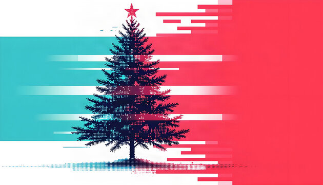 Abstract modern hristmas tree card with copy space