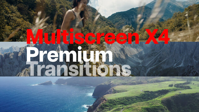 Premium Transitions Multiscreen X4 73 Variations &ndash; Four Screen Transitions, Quad Video Split Screen Layouts and Dynamic Multi Panel Effects for Professional Video Editing