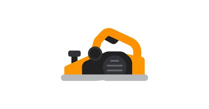 Planer Animation. Illustration of a power tool, resembling a hand planer, in a simple vector style.