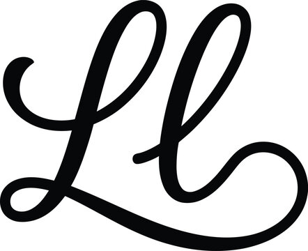 Elegant cursive letter l a black vector illustration on a white background lettering calligraphy