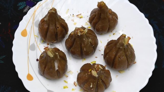 Top view of plate having modak prasad