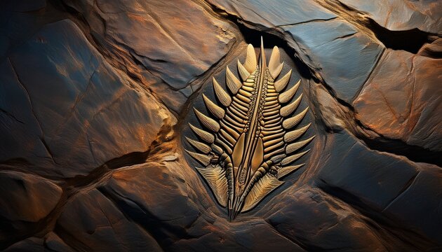 a single sharp pteranodon footprint fossil embedded in a textured rock surface