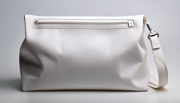 a white bag with a zipper on it