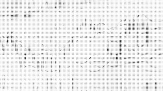 Abstract financial stock market chart with halftone dot pattern overlay and digital data visualization for business analysis
