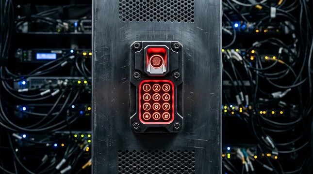 AI production chain and use. Secure Server Room Access With Biometric Fingerprint Scanner And Keypad
