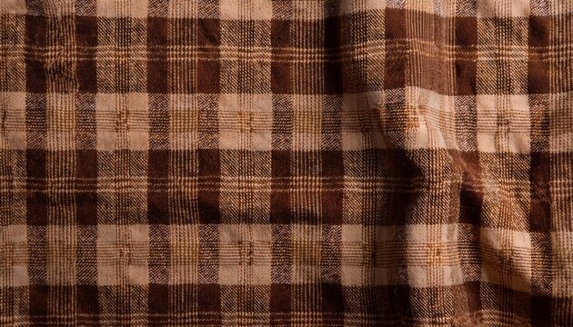 brown tartan wool fabric texture close up