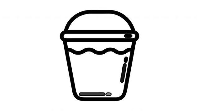 Animated bucket icon with liquid level rising and falling for cleaning or construction concepts