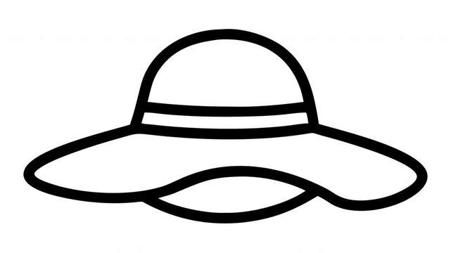 Animated sun hat outline rotating as a summer fashion concept for travel and vacation videos