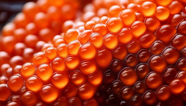 close up of vibrant orange fish roe