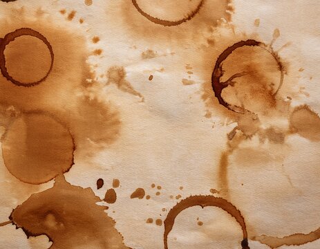 close up texture of aged paper with coffee stains and liquid marks for background use