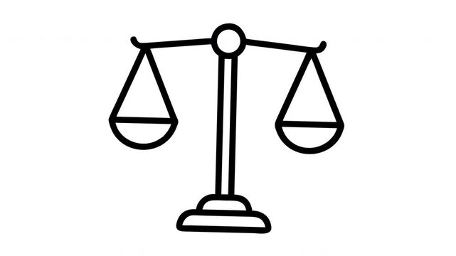 Animated scales of justice icon rotating for legal and law concept motion graphic video