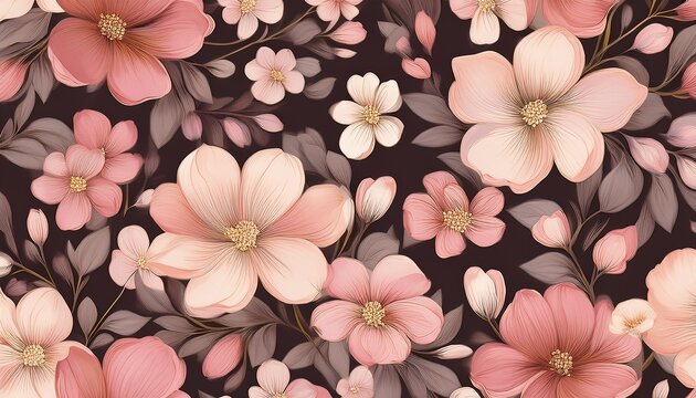 eamless repeating pattern of soft and gentle botanical small flowers