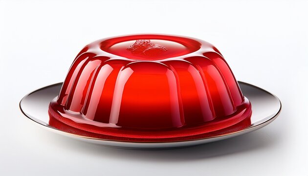 glorious red jelly dessert on a white background