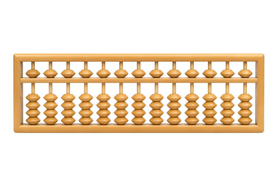Classic wooden abacus with golden brown beads isolated on transparent background PNG element